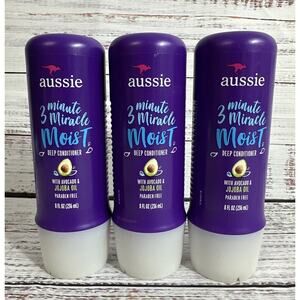 Aussie 3 Minute Miracle Moist Deep Conditioner Avocado and Jojoba Oil Lot of 3
